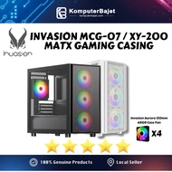 INVASION MCG-07 WHITE / XY-200 BLACK MATX CASE ARGB FAN CASING GAMING PC