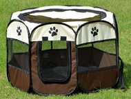 八角寵物圍欄貓狗產房帳篷S（73*73*43cm）咖啡色+米色 #KHH