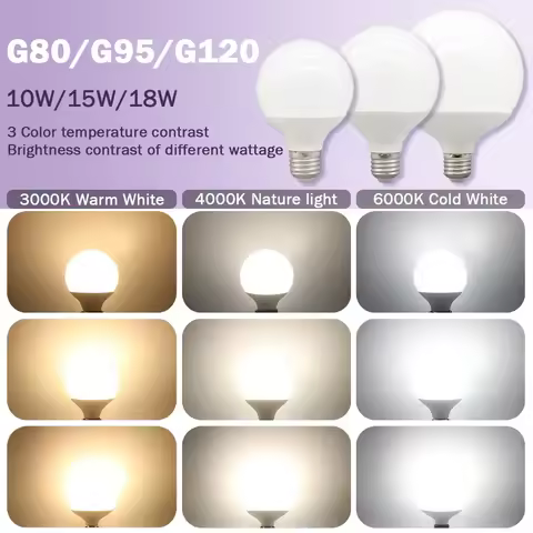 Energy Saving LED Bulb G80 G95 G120 Global Light Lamp E27 Bubble Ball Bulb 3PCS Pack RA90 White Warm