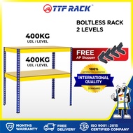 TTF Rack™ 2 Level Boltless Rack H91-122cm D31-61cm/ Rak Besi 400KG Warehouse Rack Heavy Duty Rack Ra