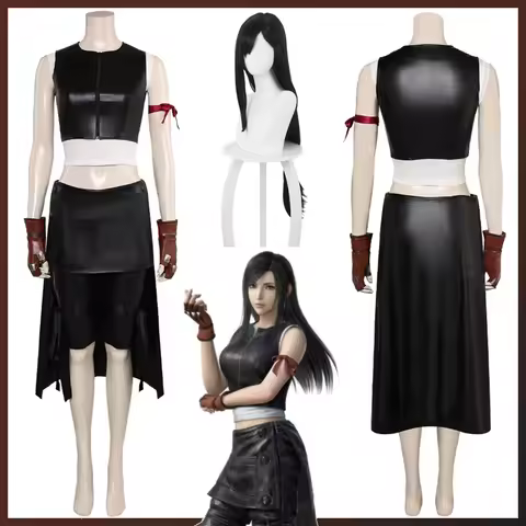 Disguise FF7 Tifa Lockhart Cosplay Black Suits Anime Game Final Roleplay Fantasy Women Costume Role 