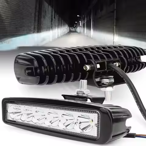 6Inch 18W 6-LED Work Light Bar Waterproof Spot Lamp for SUV Truck Off Road Driving Light 12V White R
