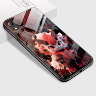 Case4you เคสสำหรับ iPhone X iPhone XR iPhone XS XS XS MAX กันกระแทก12สัญลักษณ์สัตว์ลายการ์ตูนชุดกระจกเทมเปอร์ปลอกหุ้ม