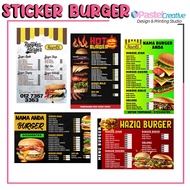 A4 & A3+ Burgers Menu | Waterproof sticker or Laminated | Customise Design