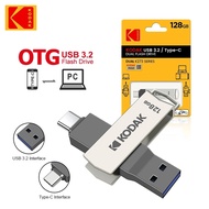 ใหม่ Kodak OTG USB แฟลชไดร์ฟ128GB ชนิด C Pendrive USB3.2โลหะ K273 64GB 32GB 2 In 1 U-Disk สำหรับคีย์