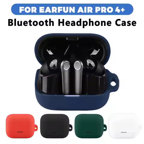 Soft Silicone Case for EarFun Air Pro 4+ - 360° Full Protective Cover with Keychain, Support Chargin