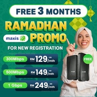 [Unlimited Internet] (FREE 3 MONTH) Maxis Home Fibre 300mbps/500mbps/1Gbps (FOR NEW REGISTER FREE 3 MONTH)