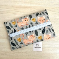 POUCH TISSUE TRAVEL MOTIF KUCING / COVER TISSUE / TEMPAT TISSUE KAIN