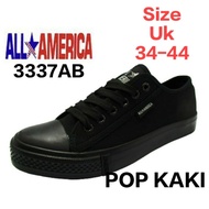 ALL AMERICA Kasut Sekolah Hitam Tali(011-3337)All America Canvas School Shoes /Kasut Kerja canvas /K