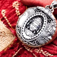 Dark silver metal DHARMAPHALA Buddhist Tibetan Pendant Necklace
