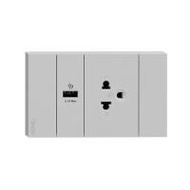ชุดเต้ารับเดี่ยว 3 ขา + USB 1 ช่อง SCHNEIDER A70426USB_UST_GY สีเทา (1177102)