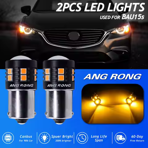 2x Amber BAU15s PY21W 581 15 SMD LED Side Indicator Turn Signal Light Lamps Bulb