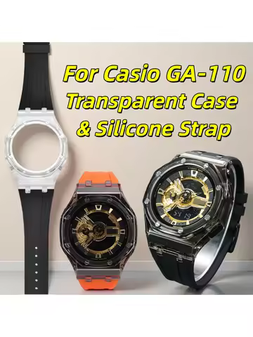 GA-110 Mod Kit Transparent Case Silicone Strap For Casio G-Shock GA110 GA100 GA120 DIY Octagonal Acr