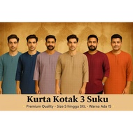 KURTA LELAKI DEWASA KOTAK KOTAK 3 QUARTER STOCK READY FOR RAYA PREMIUM