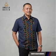 Angela Batik Batak | Kemeja Pria Batik Lengan Panjang Ulos Sadum SD34 | Batik Pria Motif Ulos SE33