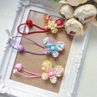 英國Liberty品牌棉布加工蝴蝶花片髮繩髮束