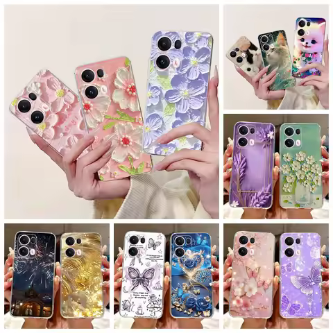 For OPPO Reno13 Pro 5G Case CPH2697 Fashion Flower Butterfly Soft Silicone Phone Cover For OPPO Reno