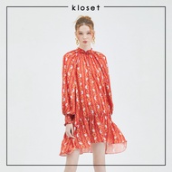 Kloset Design Rabbit Chain Long Puff Sleeve Mini Dress (CNY23-D003) มินิเดรสแขนพอง คอลเลคชั่นตรุษจีน