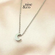 Nise&Co 316 Stainless Moon Shaped Pendant Necklace Simple Minimal Women Fashion Jewellery - YX30603