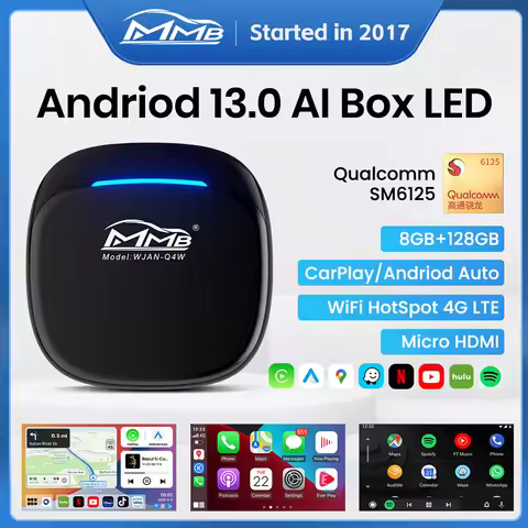 MMB MAX 4.0 CarPlay TV Box Android 13 QCM6125 8-Core 665 Wireless CarPlay Android Auto AI Adapter Ma
