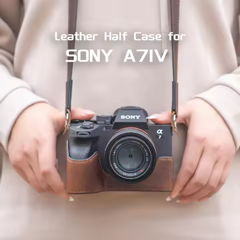 Vlogger Leather Protective Case Camera Shoulder Strap for SONY A7M4 A7IV A7 IV Vintage Half Case Bag