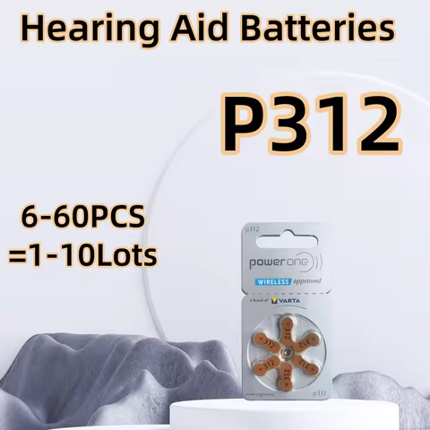6-60PCS PowerOne P312 baterías para audífonos 1,45 V 312 312A A312 PR41 batería de Zinc Air para aud