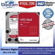 Western Digital WD Red NAS 4TB 3.5" 5400Rpm 6Gbps 64Mb SATA Desktop Internal Hard Drive WD40EFRX/WD4