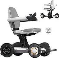 Fashionable Simplicity Electric Wheelchair For Adults All Terrain Lightweight Foldable Wheelchairs Two 250W Motors Two Battery Limited Edition Power Motorized Electric Wheel Chair (White+Electric Fold