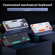 AULA F87Pro Wireless Custom Mechanical Keyboard,Tri-Mode, Hot-Swap,RGB,8000mAh,Space Gold Axis