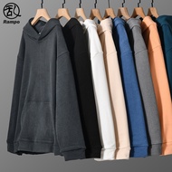 American Style 600g Gold Velvet Hooded Sweatshirt Men Winter oversize Loose Solid Color Sweatshirt F