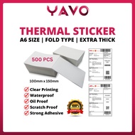 YAVO A6 Thermal Sticker 500pcsThermal Label Sticker FOLD 100mm*150mm Thermal Airway Bill Courier Bag Shipping Label