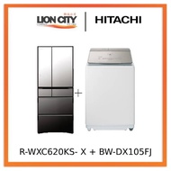 Hitachi R-WXC620KS-X Multi Door Refrigerator (500l)+Hitachi BW-DX105FJ Top Loading Washer Dryer (Wash 10.5 kg / Dry 5.5k