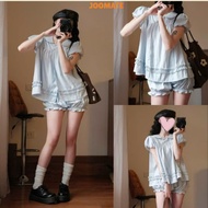 Women's Outfit Set Babydoll Shirt with Loose Shorts Cute Vintage Lady Wear for Korean Travel 247Joom