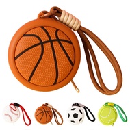 Cute Sports Keychain Wallet - Mini Silicone Coin Purse With Clip, Basketball Soccer Ball Design I5v1
