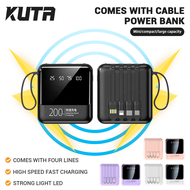 ﻿（SG Ready）KUTA 20000mAh Mini Powerbank PD 22.5W Portable Fast Charge Morandi Color With 4 Cables Digital Removable Mobile Powerbank