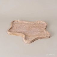 Medieval Silent Style Natural Yellow Hole Stone Tray Storage Tray Home Sample Room Vase Base Crafts 