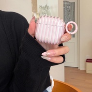 Korean Cute Simple Pink Stripes Protective Case for Airpods 4 3 2 1 Airpods pro 4 3 2 1 Airpod2 Earp