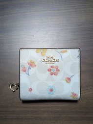 Coach 碎花 白色 短銀包 女