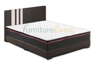 Furniture Living Queen size Divan Bedframe (Brown) + Queen size Pocket Spring Mattress 10inch