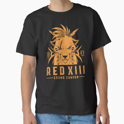Red XIII final fantasy vii cloud strife ff7 cosmo canyon T Shirt for men 100% cotton large size Adul