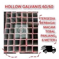 Besi Hollow Galvanis 60x60 Tebal 1,3mm Panjang 6 Meter
