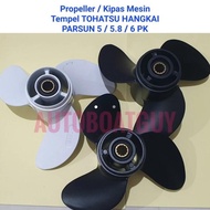 propeller/kipas mesin tempel tohatsu hangkai parsun 5/5.8/ 6 PK