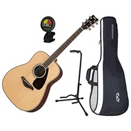 Yamaha FG830NT Solid Sitka Spruce Top Folk Acoustic Guitar Natural w/ Gig Bag, Stand, and Tuner