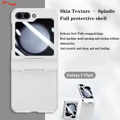 For Samsung Galaxy Z Flip 3 4 5 5G Case PC Skin Hinge 360 Full Protective Screen Glass Film For Sams