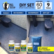 EPOXY COLOUR FLAKE COATING DIY SET 60 SQFT 100% SOLIDS CONTENT (9 FREE GIFTS)