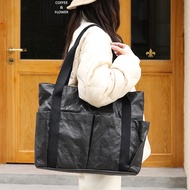 Japanese-Style Retro Tyvek Tote Bag Ins Vintage Washed Shoulder Womens Bag Online Influencer Fashion