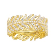 APM Monaco yellow gold feather ring female vintage ladies ring personalized index finger ring