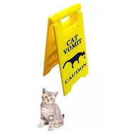 10cm Cat Vomit Sign Gift Funny Vomit Sign Bright Yellow Warning Sign