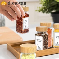 DONOVAN Spice Jars, Perforated Square Spice Bottle, Airtight with Bamboo wood lid Transparent Glass Seasoning Jar for Spice Rack