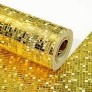 Gold Silver Gold Foil Checkered Mosaic Wallpaper Background Wall Ceiling Pillar KTV Counter Reflecti